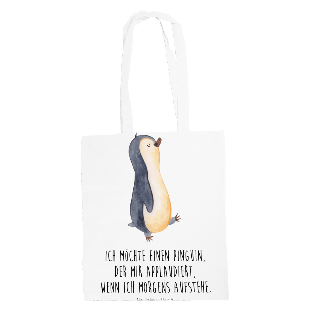 Tragetasche Pinguin marschierend Beuteltasche, Beutel, Einkaufstasche, Jutebeutel, Stoffbeutel, Pinguin, Pinguine, Frühaufsteher, Langschläfer, Bruder, Schwester, Familie