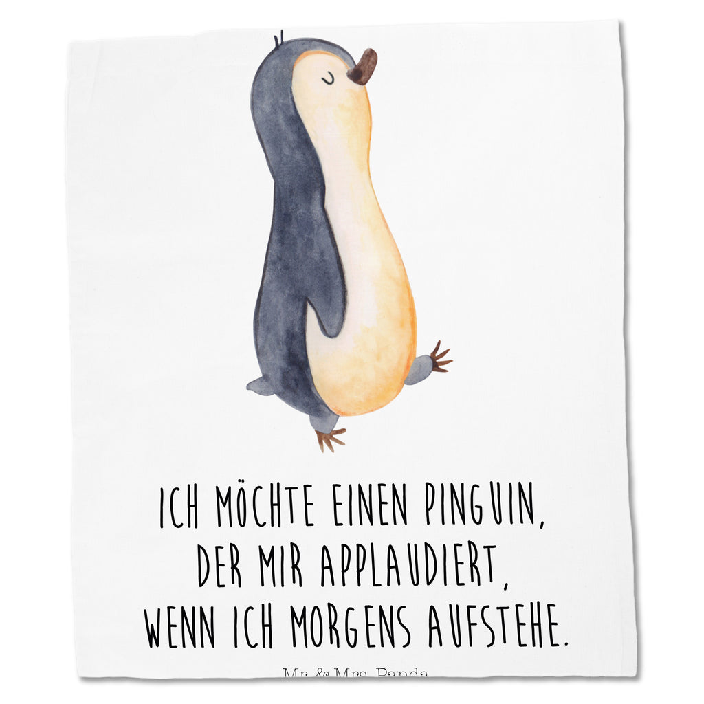 Tragetasche Pinguin marschierend Beuteltasche, Beutel, Einkaufstasche, Jutebeutel, Stoffbeutel, Pinguin, Pinguine, Frühaufsteher, Langschläfer, Bruder, Schwester, Familie