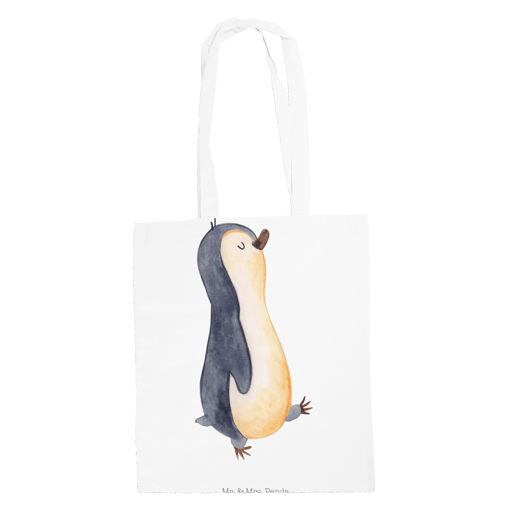 Tragetasche Pinguin marschierend Beuteltasche, Beutel, Einkaufstasche, Jutebeutel, Stoffbeutel, Pinguin, Pinguine, Frühaufsteher, Langschläfer, Bruder, Schwester, Familie