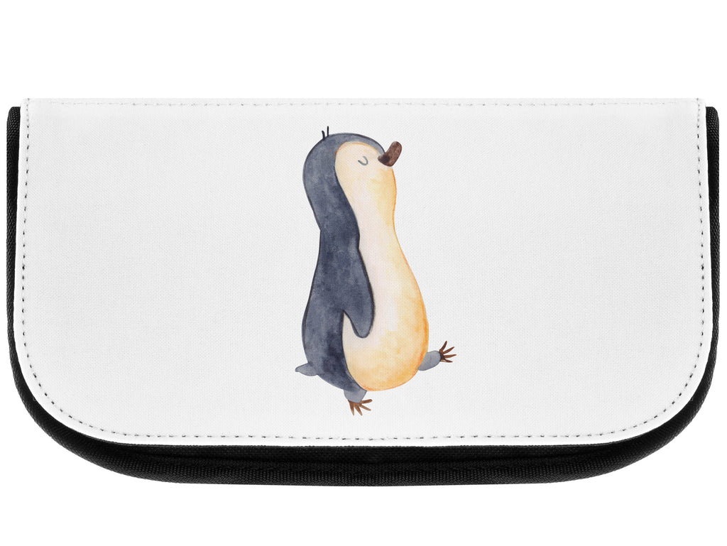 Kosmetiktasche Pinguin marschierend Kosmetikbeutel, Kulturtasche, Kulturbeutel, Schminktasche, Make-Up Tasche, Pinguin, Pinguine, Frühaufsteher, Langschläfer, Bruder, Schwester, Familie