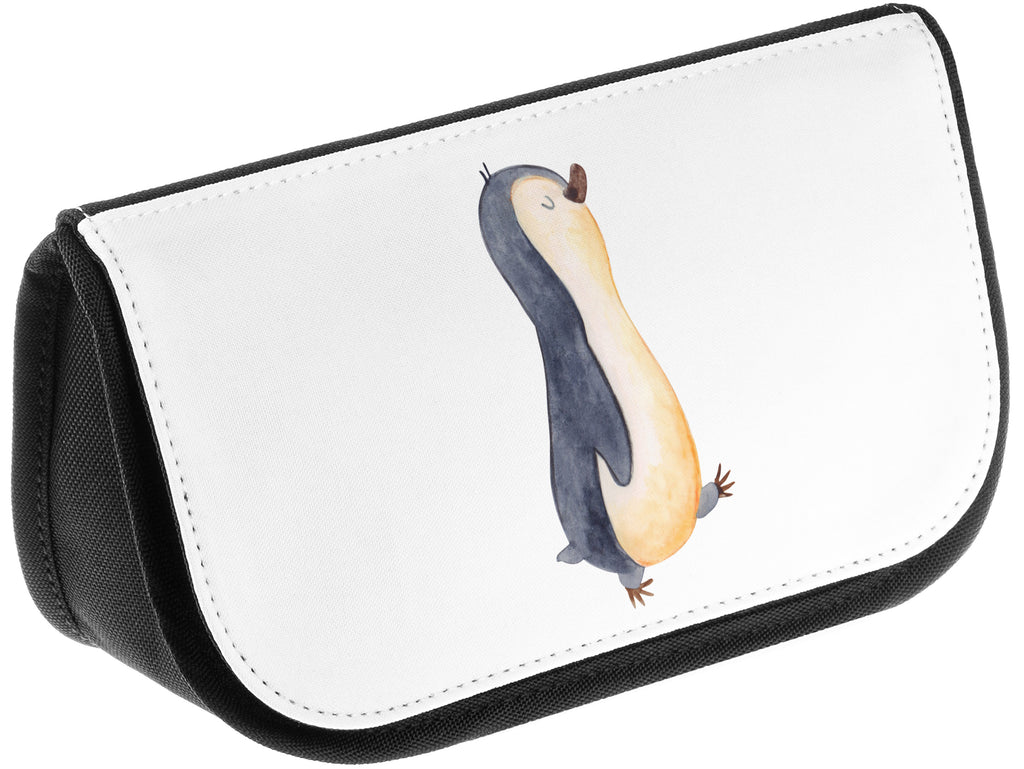 Kosmetiktasche Pinguin marschierend Kosmetikbeutel, Kulturtasche, Kulturbeutel, Schminktasche, Make-Up Tasche, Pinguin, Pinguine, Frühaufsteher, Langschläfer, Bruder, Schwester, Familie