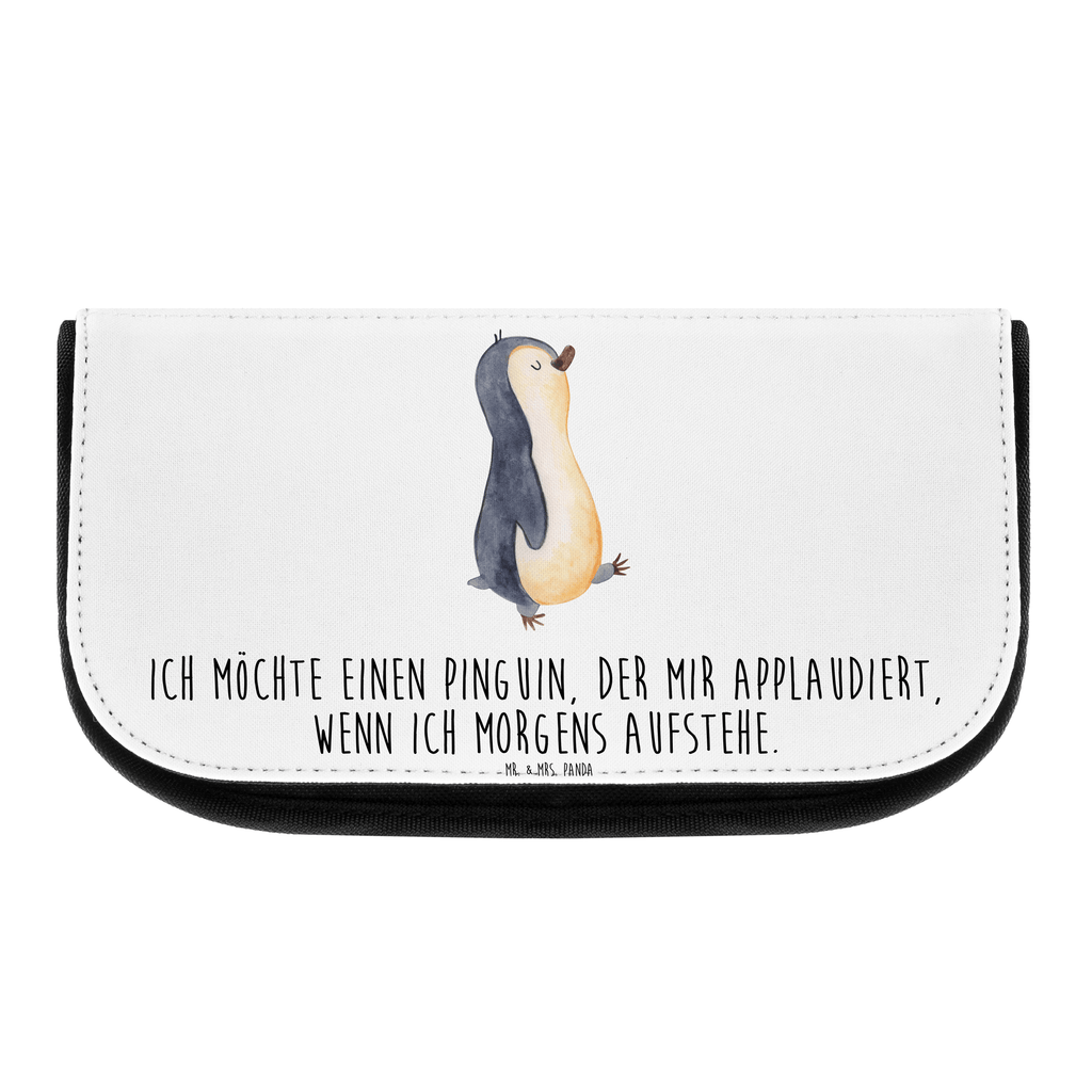 Kosmetiktasche Pinguin marschierend Kosmetikbeutel, Kulturtasche, Kulturbeutel, Schminktasche, Make-Up Tasche, Pinguin, Pinguine, Frühaufsteher, Langschläfer, Bruder, Schwester, Familie