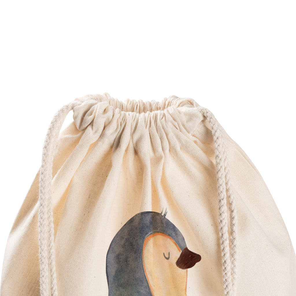 Sportbeutel Pinguin Buch Turnbeutel, Beutel, Sporttasche, Tasche, Stoffbeutel, Pinguin, Pinguine, Buch, Lesen, Bücherwurm, Nichtstun, Faulenzen, Ferien, Urlaub, Freizeit