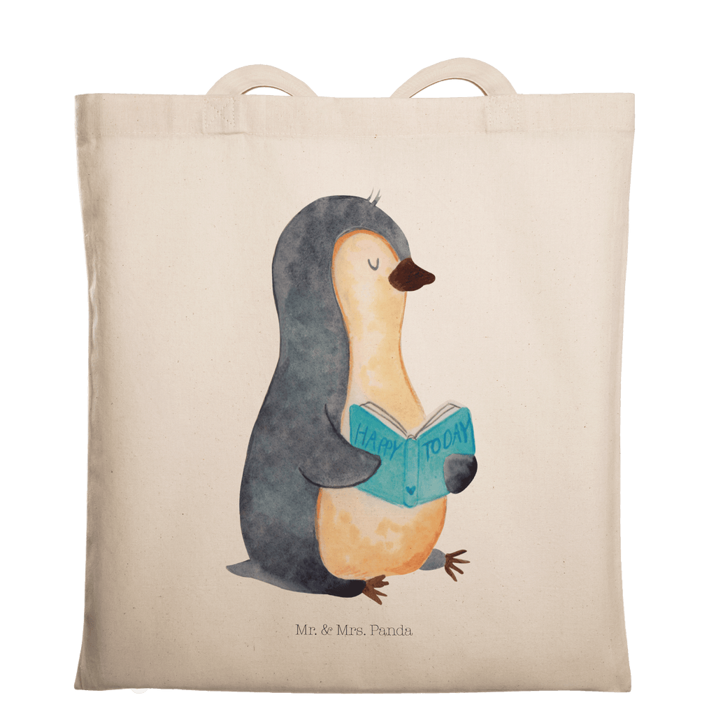 Tragetasche Pinguin Buch Beuteltasche, Beutel, Einkaufstasche, Jutebeutel, Stoffbeutel, Pinguin, Pinguine, Buch, Lesen, Bücherwurm, Nichtstun, Faulenzen, Ferien, Urlaub, Freizeit