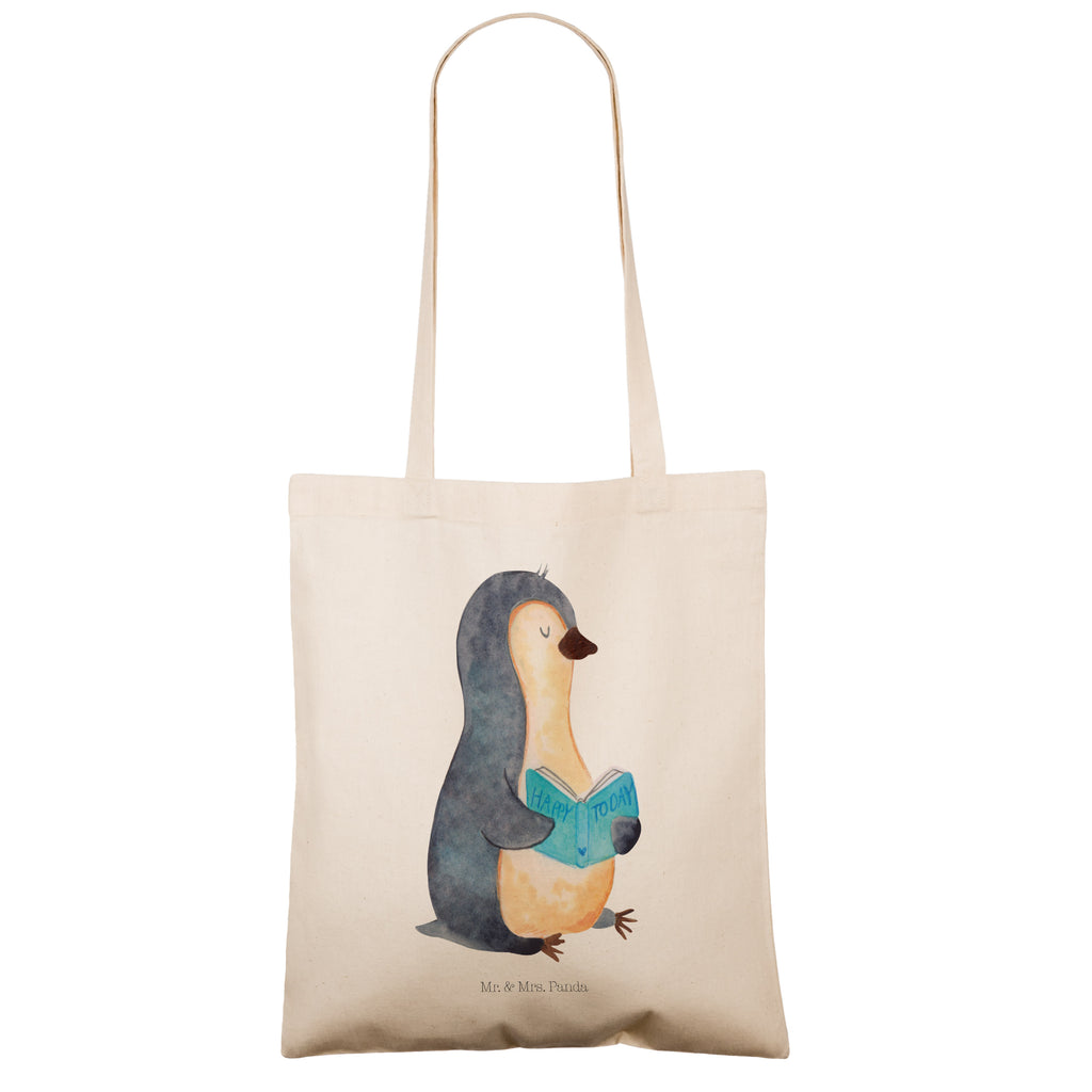 Tragetasche Pinguin Buch Beuteltasche, Beutel, Einkaufstasche, Jutebeutel, Stoffbeutel, Pinguin, Pinguine, Buch, Lesen, Bücherwurm, Nichtstun, Faulenzen, Ferien, Urlaub, Freizeit