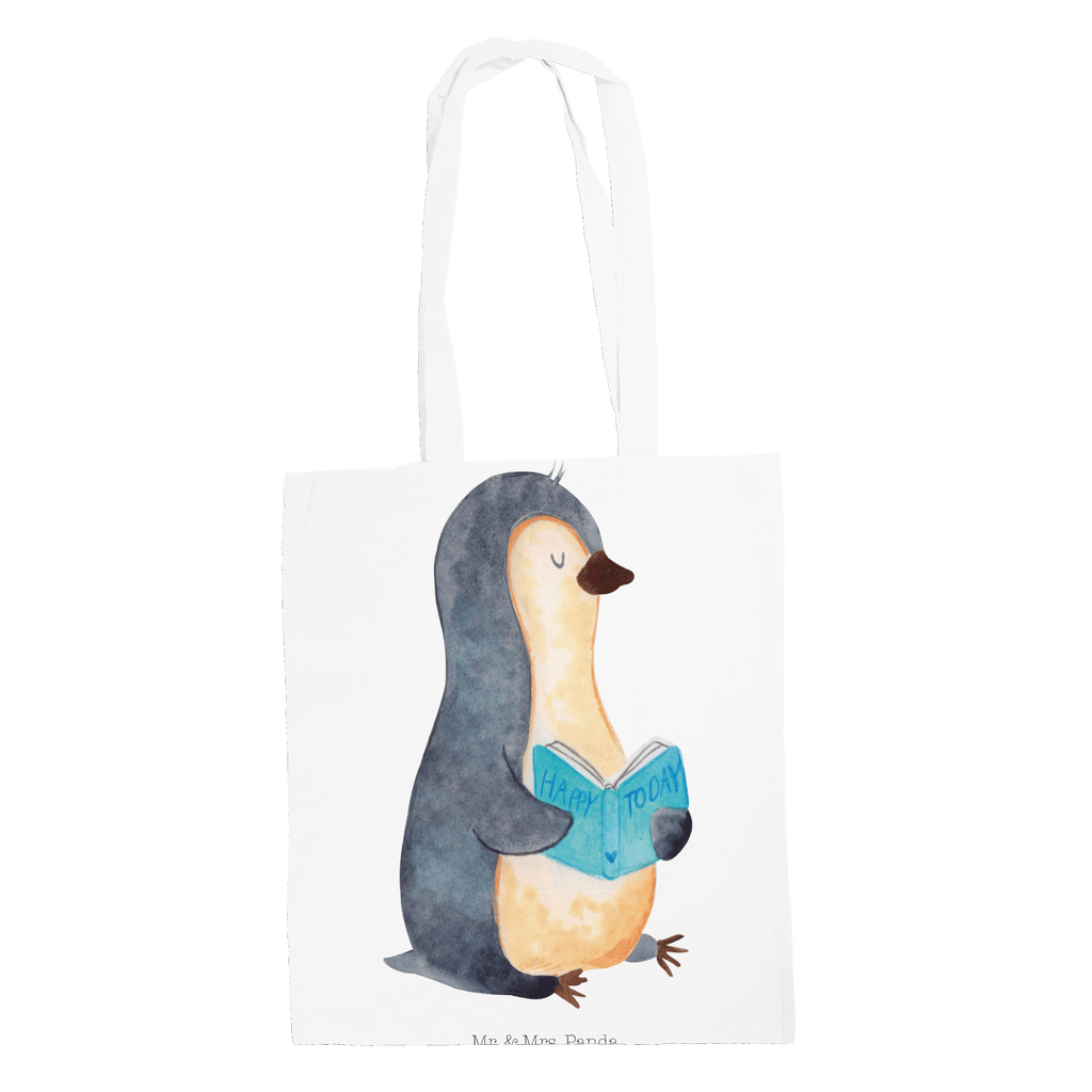 Tragetasche Pinguin Buch Beuteltasche, Beutel, Einkaufstasche, Jutebeutel, Stoffbeutel, Pinguin, Pinguine, Buch, Lesen, Bücherwurm, Nichtstun, Faulenzen, Ferien, Urlaub, Freizeit