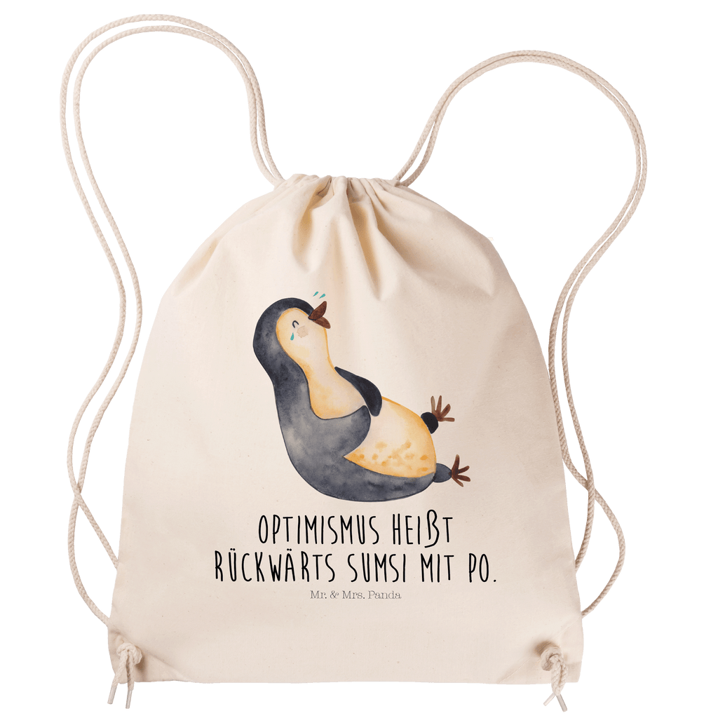 Sportbeutel Pinguin lachend Turnbeutel, Beutel, Sporttasche, Tasche, Stoffbeutel, Pinguin, Pinguine, lustiger Spruch, Optimismus, Fröhlich, Lachen, Humor, Fröhlichkeit