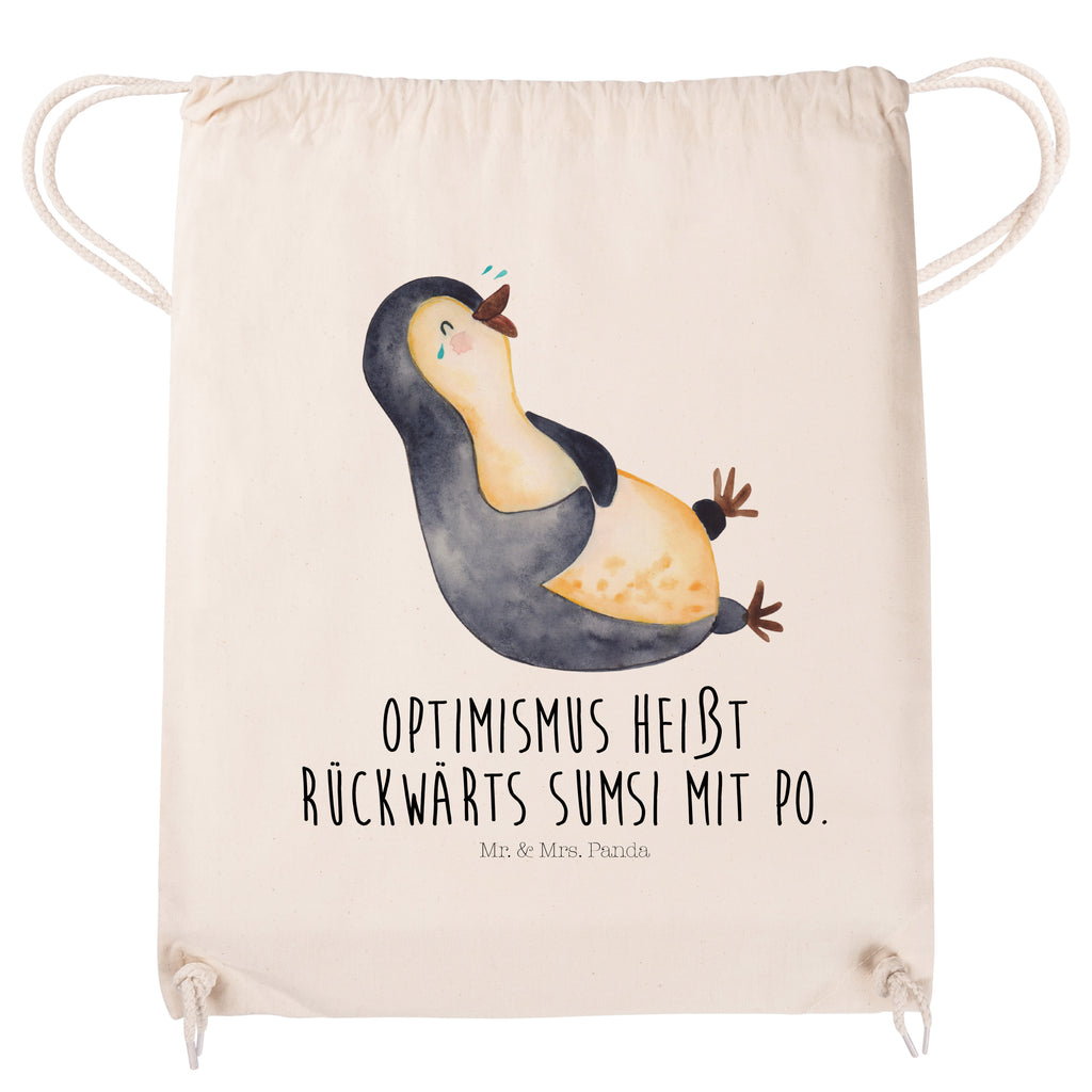 Sportbeutel Pinguin lachend Turnbeutel, Beutel, Sporttasche, Tasche, Stoffbeutel, Pinguin, Pinguine, lustiger Spruch, Optimismus, Fröhlich, Lachen, Humor, Fröhlichkeit