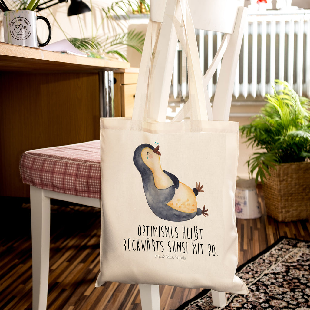 Tragetasche Pinguin lachend Beuteltasche, Beutel, Einkaufstasche, Jutebeutel, Stoffbeutel, Pinguin, Pinguine, lustiger Spruch, Optimismus, Fröhlich, Lachen, Humor, Fröhlichkeit