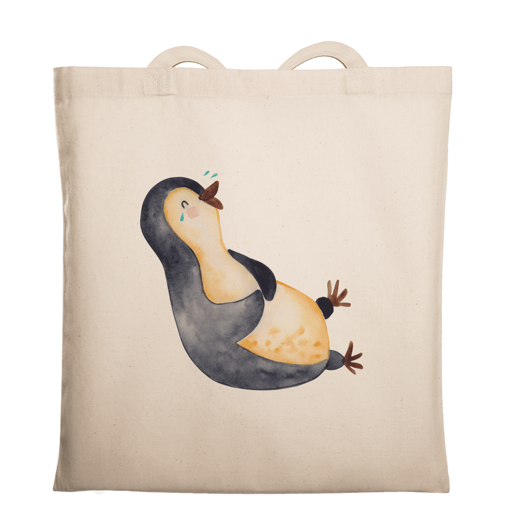 Tragetasche Pinguin lachend Beuteltasche, Beutel, Einkaufstasche, Jutebeutel, Stoffbeutel, Pinguin, Pinguine, lustiger Spruch, Optimismus, Fröhlich, Lachen, Humor, Fröhlichkeit