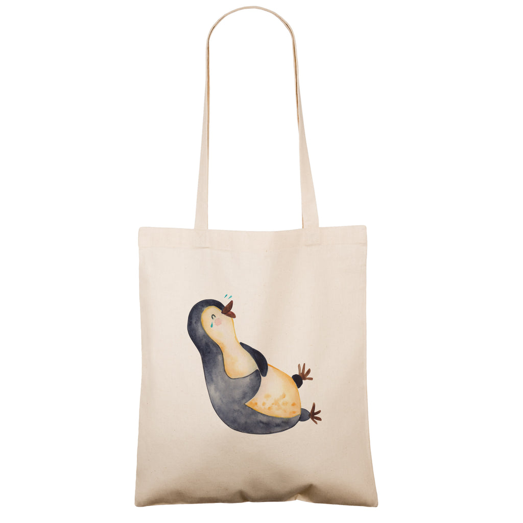 Tragetasche Pinguin lachend Beuteltasche, Beutel, Einkaufstasche, Jutebeutel, Stoffbeutel, Pinguin, Pinguine, lustiger Spruch, Optimismus, Fröhlich, Lachen, Humor, Fröhlichkeit