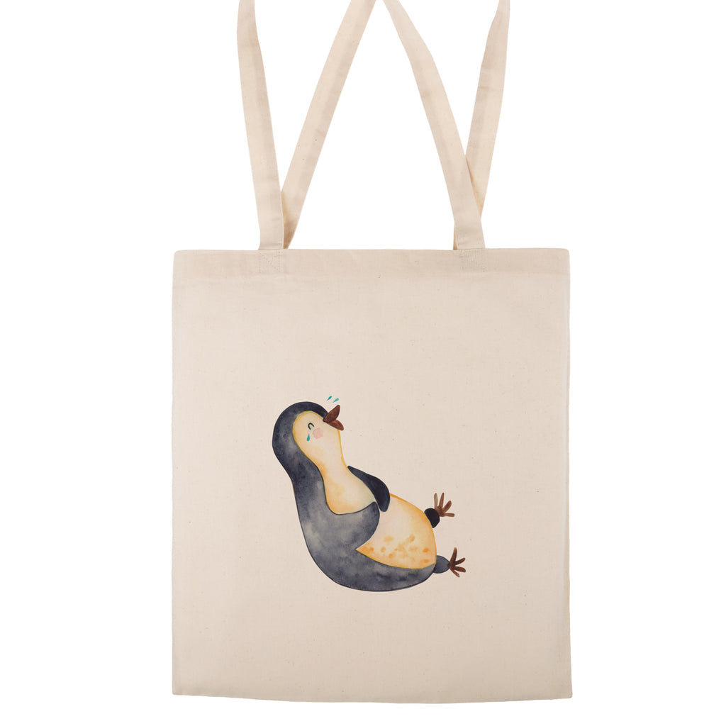Tragetasche Pinguin lachend Beuteltasche, Beutel, Einkaufstasche, Jutebeutel, Stoffbeutel, Pinguin, Pinguine, lustiger Spruch, Optimismus, Fröhlich, Lachen, Humor, Fröhlichkeit