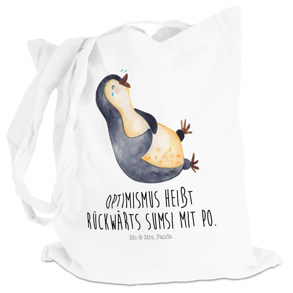 Tragetasche Pinguin lachend Beuteltasche, Beutel, Einkaufstasche, Jutebeutel, Stoffbeutel, Pinguin, Pinguine, lustiger Spruch, Optimismus, Fröhlich, Lachen, Humor, Fröhlichkeit
