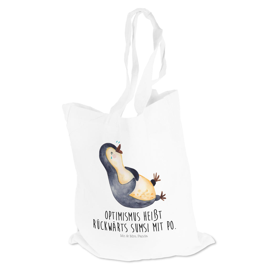 Tragetasche Pinguin lachend Beuteltasche, Beutel, Einkaufstasche, Jutebeutel, Stoffbeutel, Pinguin, Pinguine, lustiger Spruch, Optimismus, Fröhlich, Lachen, Humor, Fröhlichkeit