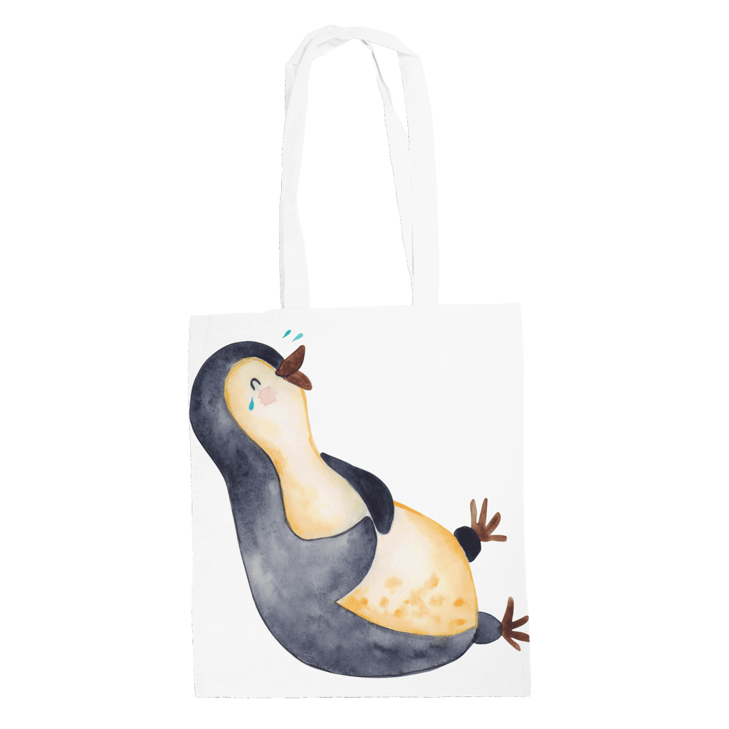 Tragetasche Pinguin lachend Beuteltasche, Beutel, Einkaufstasche, Jutebeutel, Stoffbeutel, Pinguin, Pinguine, lustiger Spruch, Optimismus, Fröhlich, Lachen, Humor, Fröhlichkeit