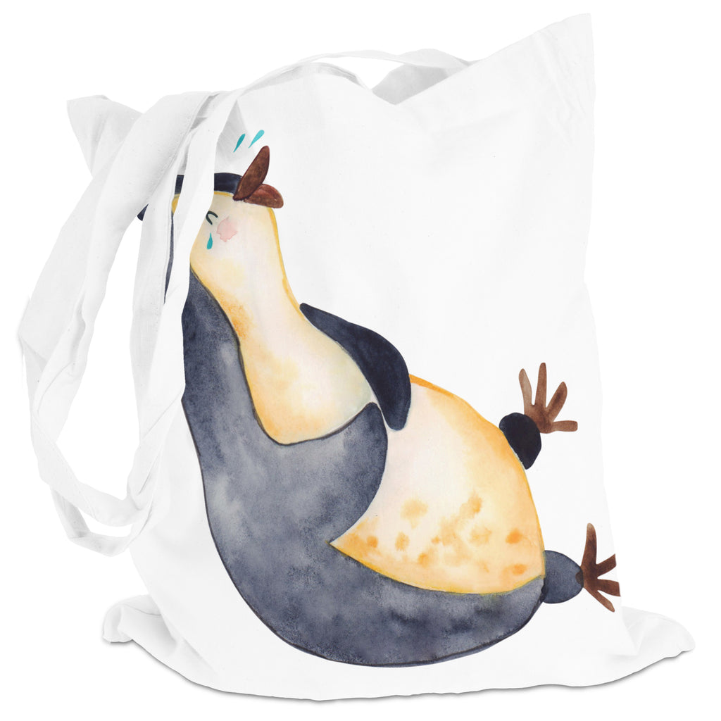 Tragetasche Pinguin lachend Beuteltasche, Beutel, Einkaufstasche, Jutebeutel, Stoffbeutel, Pinguin, Pinguine, lustiger Spruch, Optimismus, Fröhlich, Lachen, Humor, Fröhlichkeit