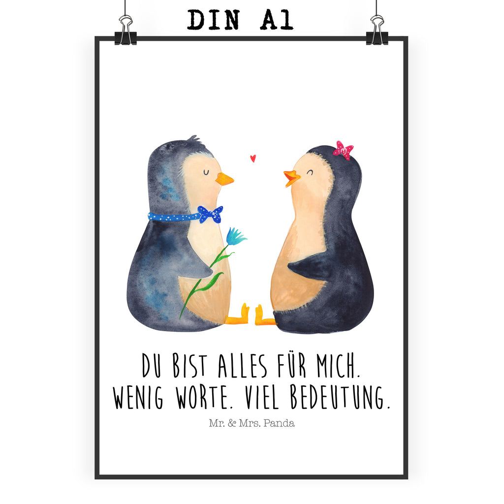 Poster Pinguin Pärchen Poster, Wandposter, Bild, Wanddeko, Küchenposter, Kinderposter, Wanddeko Bild, Raumdekoration, Wanddekoration, Handgemaltes Poster, Mr. & Mrs. Panda Poster, Designposter, Kunstdruck, Posterdruck, Pinguin, Pinguine, Liebe, Liebespaar, Liebesbeweis, Liebesgeschenk, Verlobung, Jahrestag, Hochzeitstag, Hochzeit, Hochzeitsgeschenk, große Liebe, Traumpaar