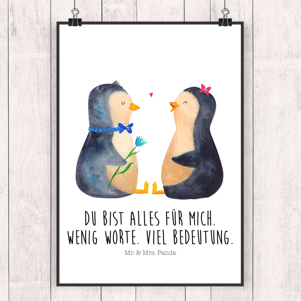 Poster Pinguin Pärchen Poster, Wandposter, Bild, Wanddeko, Küchenposter, Kinderposter, Wanddeko Bild, Raumdekoration, Wanddekoration, Handgemaltes Poster, Mr. & Mrs. Panda Poster, Designposter, Kunstdruck, Posterdruck, Pinguin, Pinguine, Liebe, Liebespaar, Liebesbeweis, Liebesgeschenk, Verlobung, Jahrestag, Hochzeitstag, Hochzeit, Hochzeitsgeschenk, große Liebe, Traumpaar