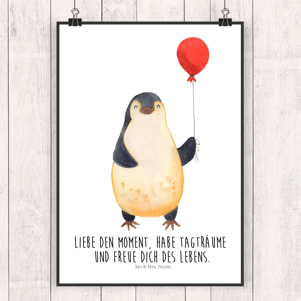 Poster Pinguin Luftballon Poster, Wandposter, Bild, Wanddeko, Küchenposter, Kinderposter, Wanddeko Bild, Raumdekoration, Wanddekoration, Handgemaltes Poster, Mr. & Mrs. Panda Poster, Designposter, Kunstdruck, Posterdruck, Pinguin, Pinguine, Luftballon, Tagträume, Lebenslust, Geschenk Freundin, Geschenkidee, beste Freundin, Motivation, Neustart, neues Leben, Liebe, Glück