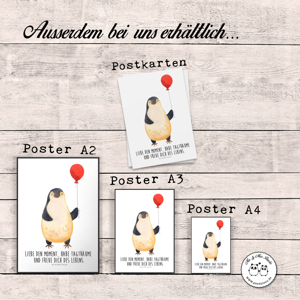Poster Pinguin Luftballon Poster, Wandposter, Bild, Wanddeko, Küchenposter, Kinderposter, Wanddeko Bild, Raumdekoration, Wanddekoration, Handgemaltes Poster, Mr. & Mrs. Panda Poster, Designposter, Kunstdruck, Posterdruck, Pinguin, Pinguine, Luftballon, Tagträume, Lebenslust, Geschenk Freundin, Geschenkidee, beste Freundin, Motivation, Neustart, neues Leben, Liebe, Glück