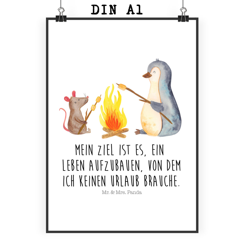 Poster Pinguin Lagerfeuer Poster, Wandposter, Bild, Wanddeko, Küchenposter, Kinderposter, Wanddeko Bild, Raumdekoration, Wanddekoration, Handgemaltes Poster, Mr. & Mrs. Panda Poster, Designposter, Kunstdruck, Posterdruck, Pinguin, Maus, Pinguine, Lagerfeuer, Leben, Arbeit, Job, Motivation, Büro, Büroalltag, Lebensspruch, Lebensmotivation, Neustart, Liebe, grillen, Feuer, Marshmallows