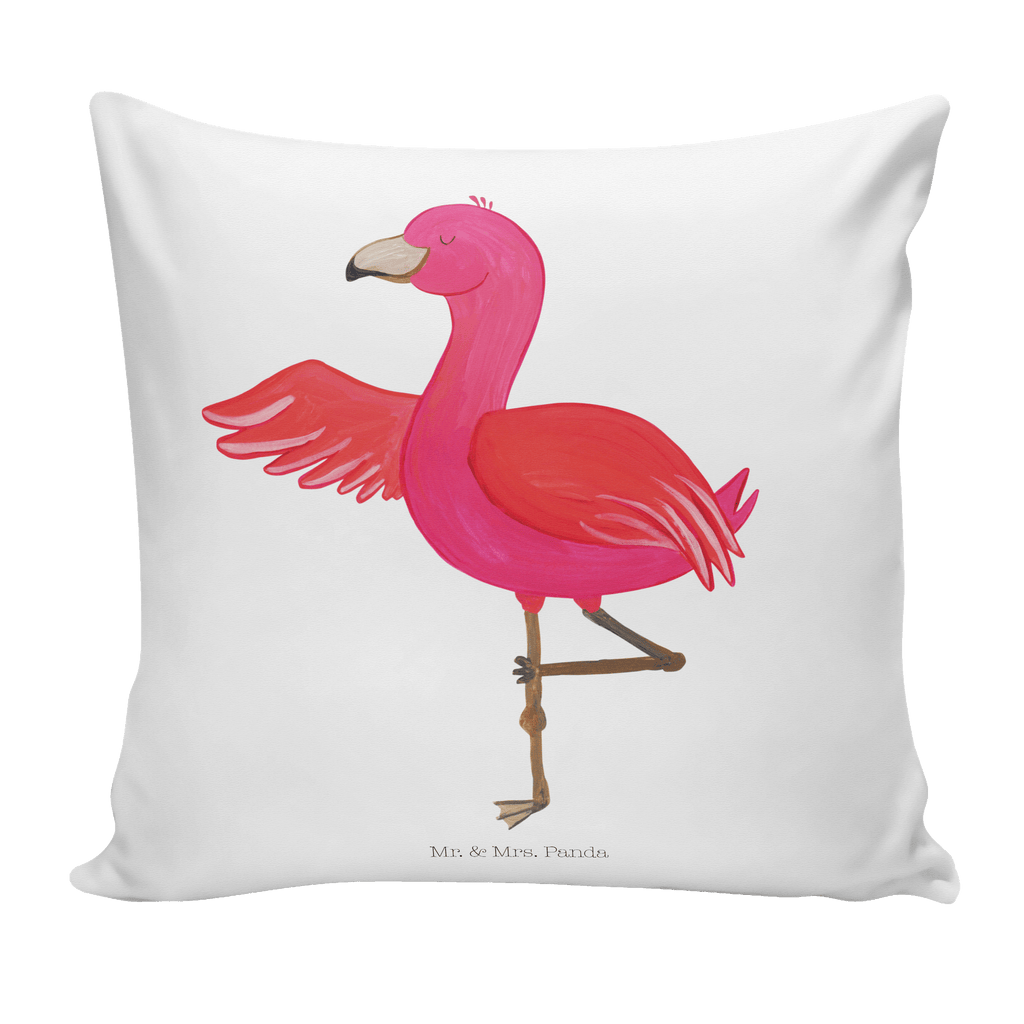40x40 Kissen Flamingo Yoga Kissenhülle, Kopfkissen, Sofakissen, Dekokissen, Motivkissen, Flamingo, Vogel, Yoga, Namaste, Achtsamkeit, Yoga-Übung, Entspannung, Ärger, Aufregen, Tiefenentspannung