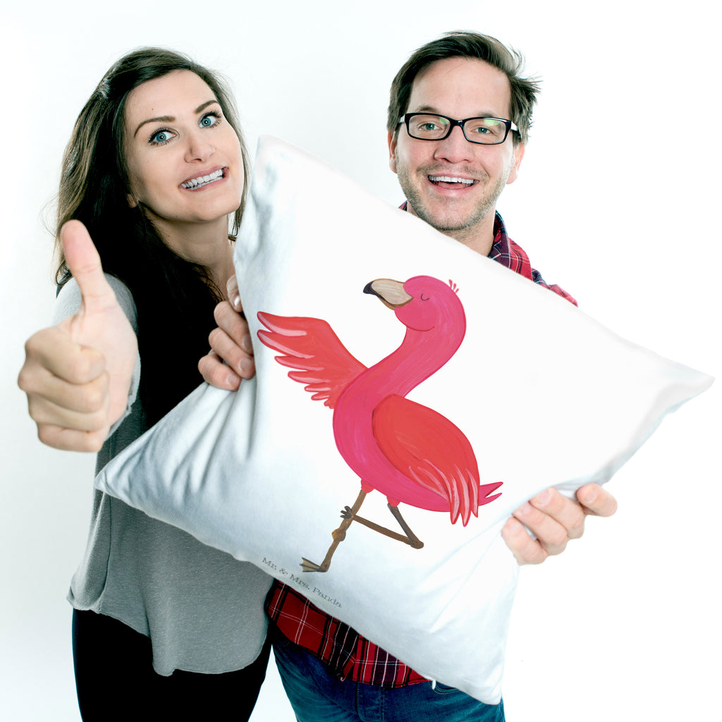 40x40 Kissen Flamingo Yoga Kissenhülle, Kopfkissen, Sofakissen, Dekokissen, Motivkissen, Flamingo, Vogel, Yoga, Namaste, Achtsamkeit, Yoga-Übung, Entspannung, Ärger, Aufregen, Tiefenentspannung