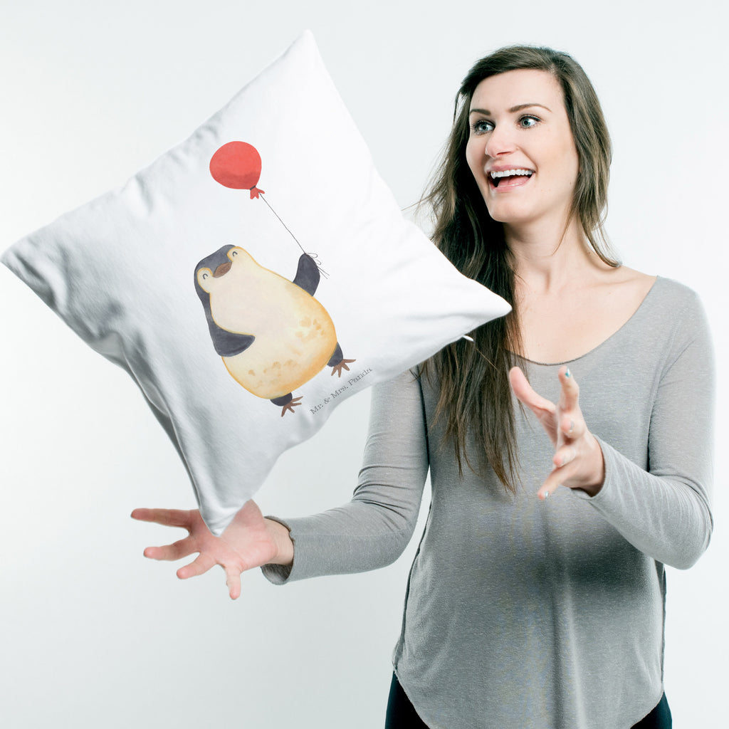 40x40 Kissen Pinguin Luftballon Kissenhülle, Kopfkissen, Sofakissen, Dekokissen, Motivkissen, Pinguin, Pinguine, Luftballon, Tagträume, Lebenslust, Geschenk Freundin, Geschenkidee, beste Freundin, Motivation, Neustart, neues Leben, Liebe, Glück