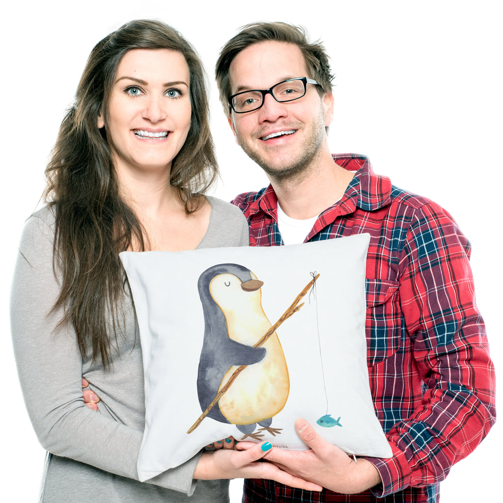 40x40 Kissen Pinguin Angler Kissenhülle, Kopfkissen, Sofakissen, Dekokissen, Motivkissen, Pinguin, Pinguine, Angeln, Angler, Tagträume, Hobby, Plan, Planer, Tagesplan, Neustart, Motivation, Geschenk, Freundinnen, Geschenkidee, Urlaub, Wochenende