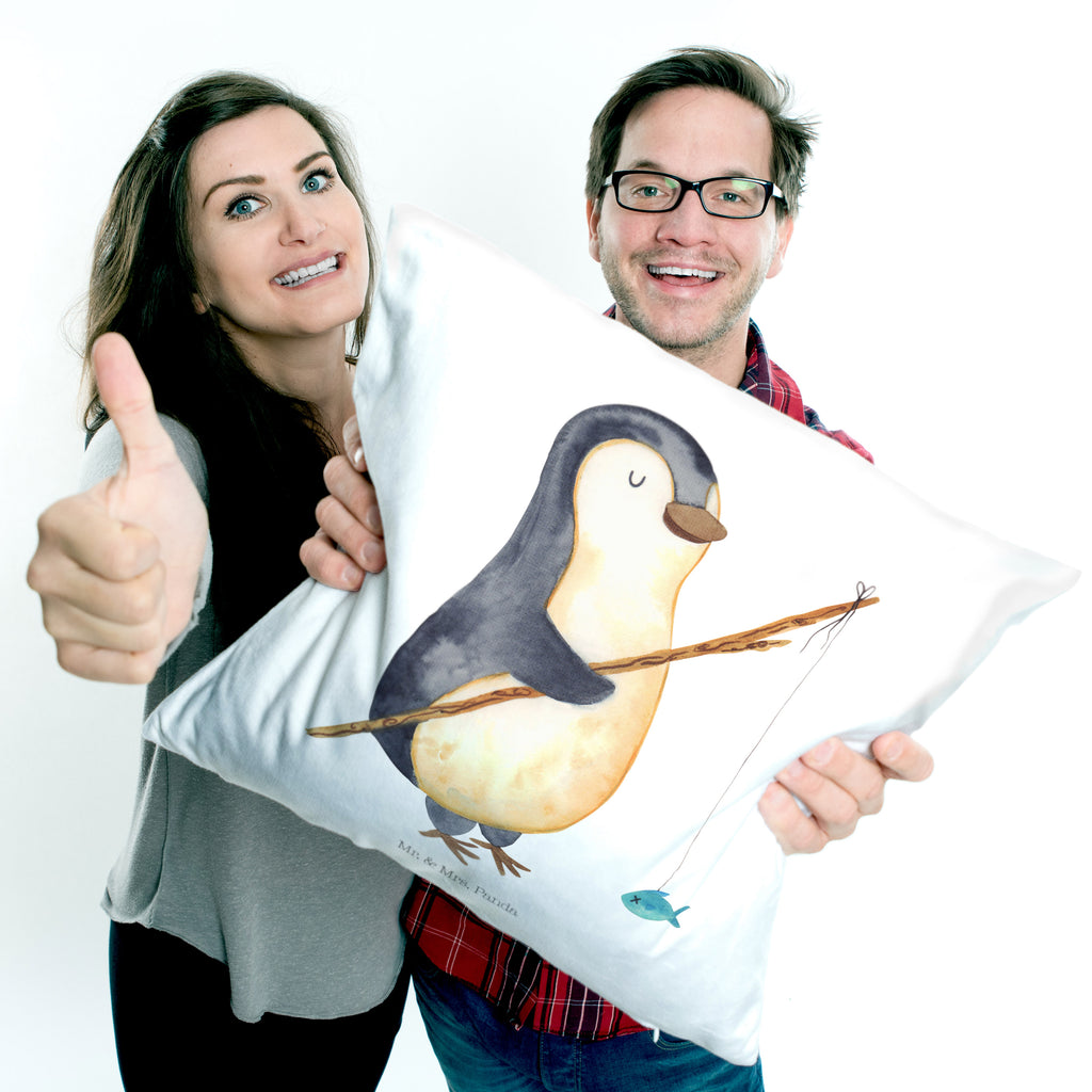 40x40 Kissen Pinguin Angler Kissenhülle, Kopfkissen, Sofakissen, Dekokissen, Motivkissen, Pinguin, Pinguine, Angeln, Angler, Tagträume, Hobby, Plan, Planer, Tagesplan, Neustart, Motivation, Geschenk, Freundinnen, Geschenkidee, Urlaub, Wochenende