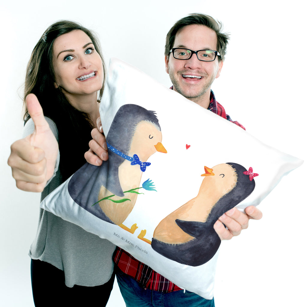 40x40 Kissen Pinguin Pärchen Kissenhülle, Kopfkissen, Sofakissen, Dekokissen, Motivkissen, Pinguin, Pinguine, Liebe, Liebespaar, Liebesbeweis, Liebesgeschenk, Verlobung, Jahrestag, Hochzeitstag, Hochzeit, Hochzeitsgeschenk, große Liebe, Traumpaar