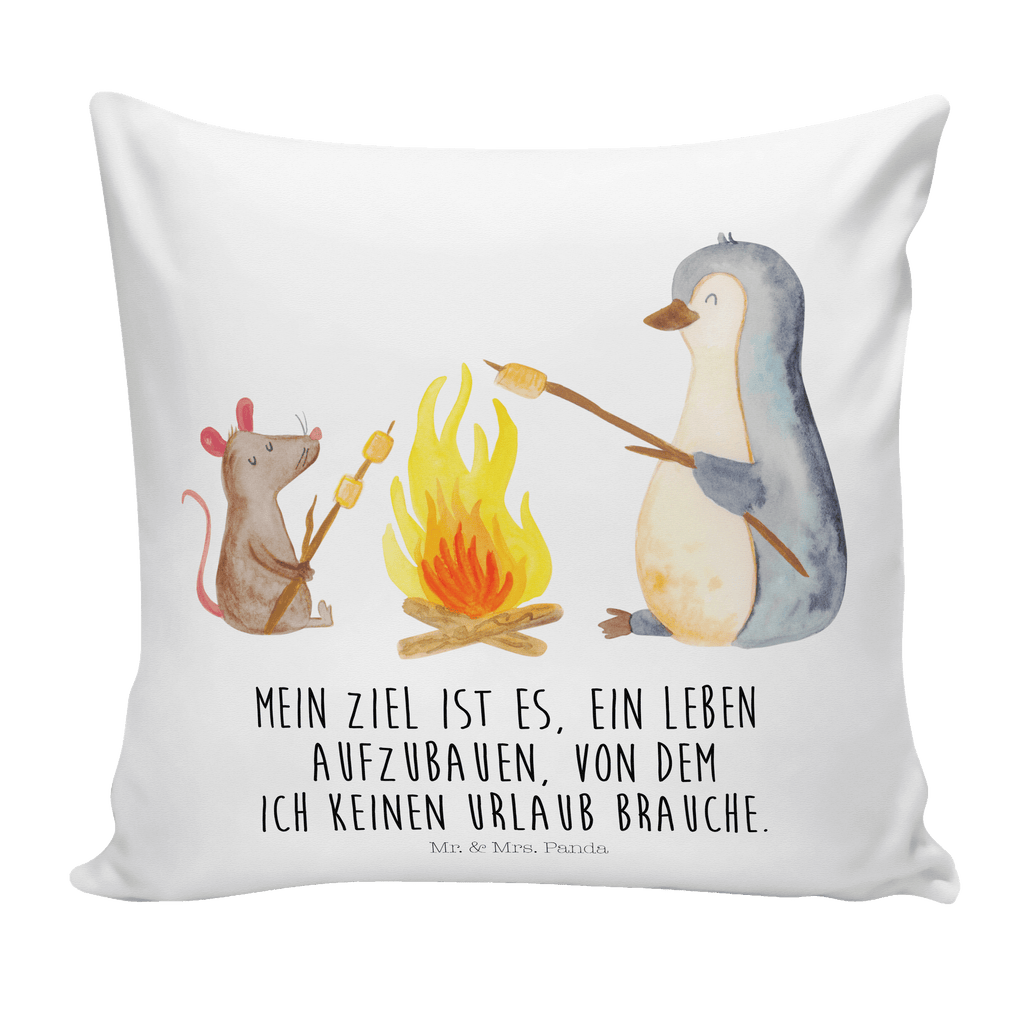 40x40 Kissen Pinguin Lagerfeuer Kissenhülle, Kopfkissen, Sofakissen, Dekokissen, Motivkissen, Pinguin, Maus, Pinguine, Lagerfeuer, Leben, Arbeit, Job, Motivation, Büro, Büroalltag, Lebensspruch, Lebensmotivation, Neustart, Liebe, grillen, Feuer, Marshmallows
