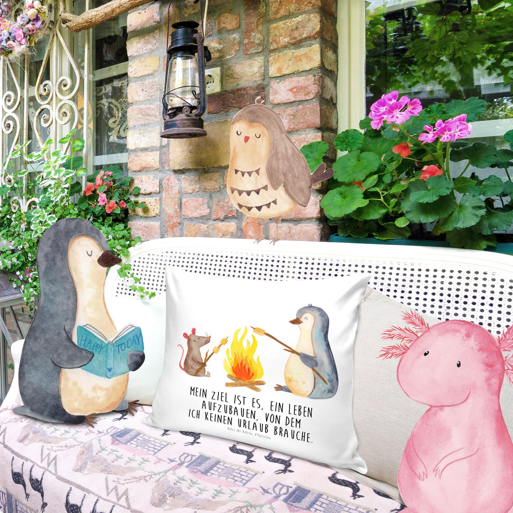 40x40 Kissen Pinguin Lagerfeuer Kissenhülle, Kopfkissen, Sofakissen, Dekokissen, Motivkissen, Pinguin, Maus, Pinguine, Lagerfeuer, Leben, Arbeit, Job, Motivation, Büro, Büroalltag, Lebensspruch, Lebensmotivation, Neustart, Liebe, grillen, Feuer, Marshmallows