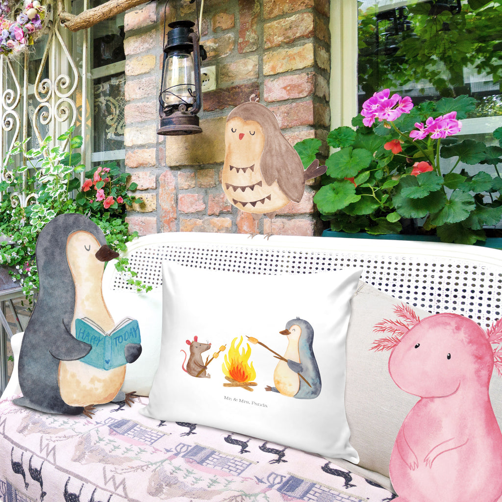 40x40 Kissen Pinguin Lagerfeuer Kissenhülle, Kopfkissen, Sofakissen, Dekokissen, Motivkissen, Pinguin, Maus, Pinguine, Lagerfeuer, Leben, Arbeit, Job, Motivation, Büro, Büroalltag, Lebensspruch, Lebensmotivation, Neustart, Liebe, grillen, Feuer, Marshmallows