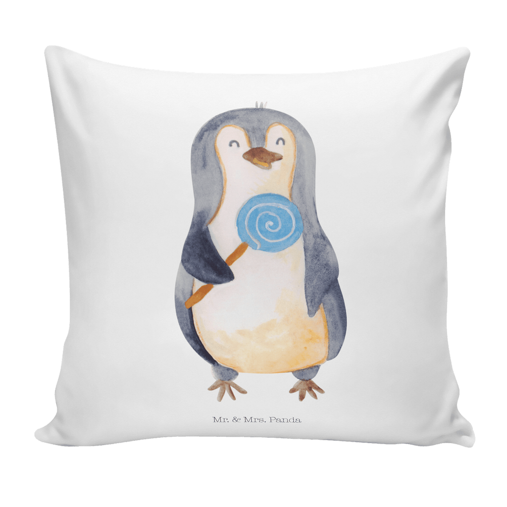 40x40 Kissen Pinguin Lolli Kissenhülle, Kopfkissen, Sofakissen, Dekokissen, Motivkissen, Pinguin, Pinguine, Lolli, Süßigkeiten, Blödsinn, Spruch, Rebell, Gauner, Ganove, Rabauke