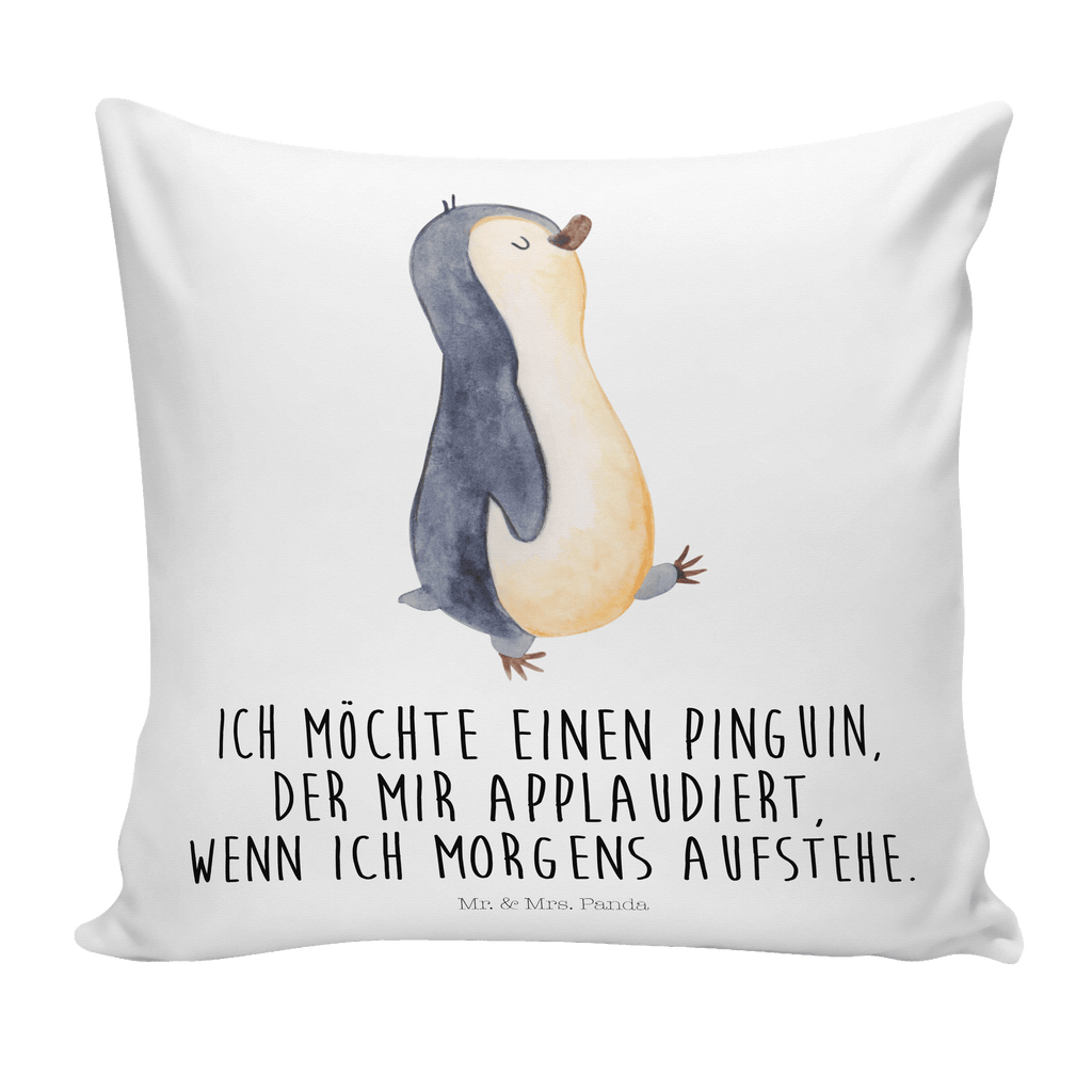 40x40 Kissen Pinguin marschierend Kissenhülle, Kopfkissen, Sofakissen, Dekokissen, Motivkissen, Pinguin, Pinguine, Frühaufsteher, Langschläfer, Bruder, Schwester, Familie