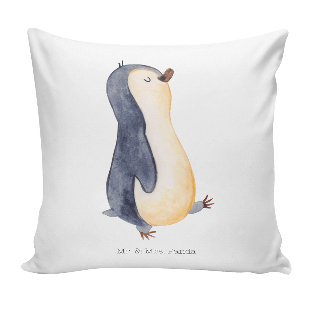 40x40 Kissen Pinguin marschierend Kissenhülle, Kopfkissen, Sofakissen, Dekokissen, Motivkissen, Pinguin, Pinguine, Frühaufsteher, Langschläfer, Bruder, Schwester, Familie
