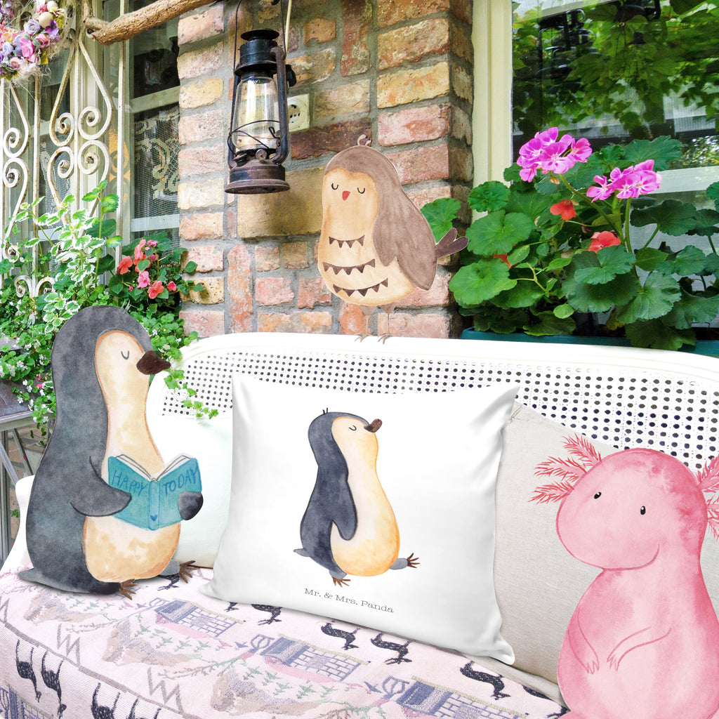 40x40 Kissen Pinguin marschierend Kissenhülle, Kopfkissen, Sofakissen, Dekokissen, Motivkissen, Pinguin, Pinguine, Frühaufsteher, Langschläfer, Bruder, Schwester, Familie