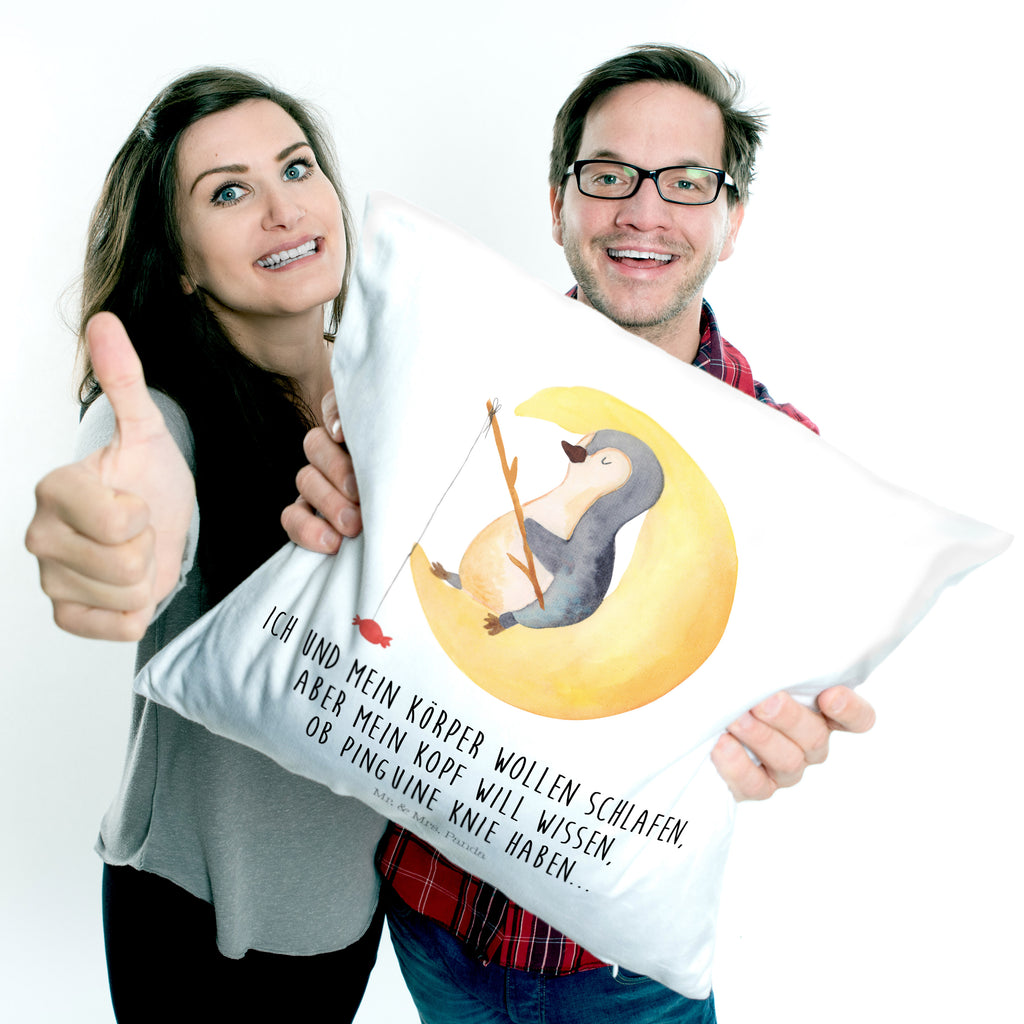 40x40 Kissen Pinguin Mond Kissenhülle, Kopfkissen, Sofakissen, Dekokissen, Motivkissen, Pinguin, Pinguine, Spruch, schlafen, Nachtruhe, Einschlafen, Schlafzimmer, Schlafstörungen, Gästezimmer