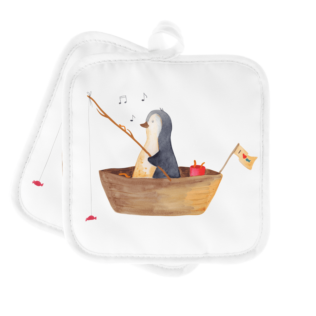 2er Set Topflappen  Pinguin Angelboot Topflappen, Topfuntersetzer, Ofenhandschuh, Topflappen Set, Topflappen lustig, Topflappen mit Spruch, Pinguin, Pinguine, Angeln, Boot, Angelboot, Lebenslust, Leben, genießen, Motivation, Neustart, Neuanfang, Trennung, Scheidung, Geschenkidee Liebeskummer