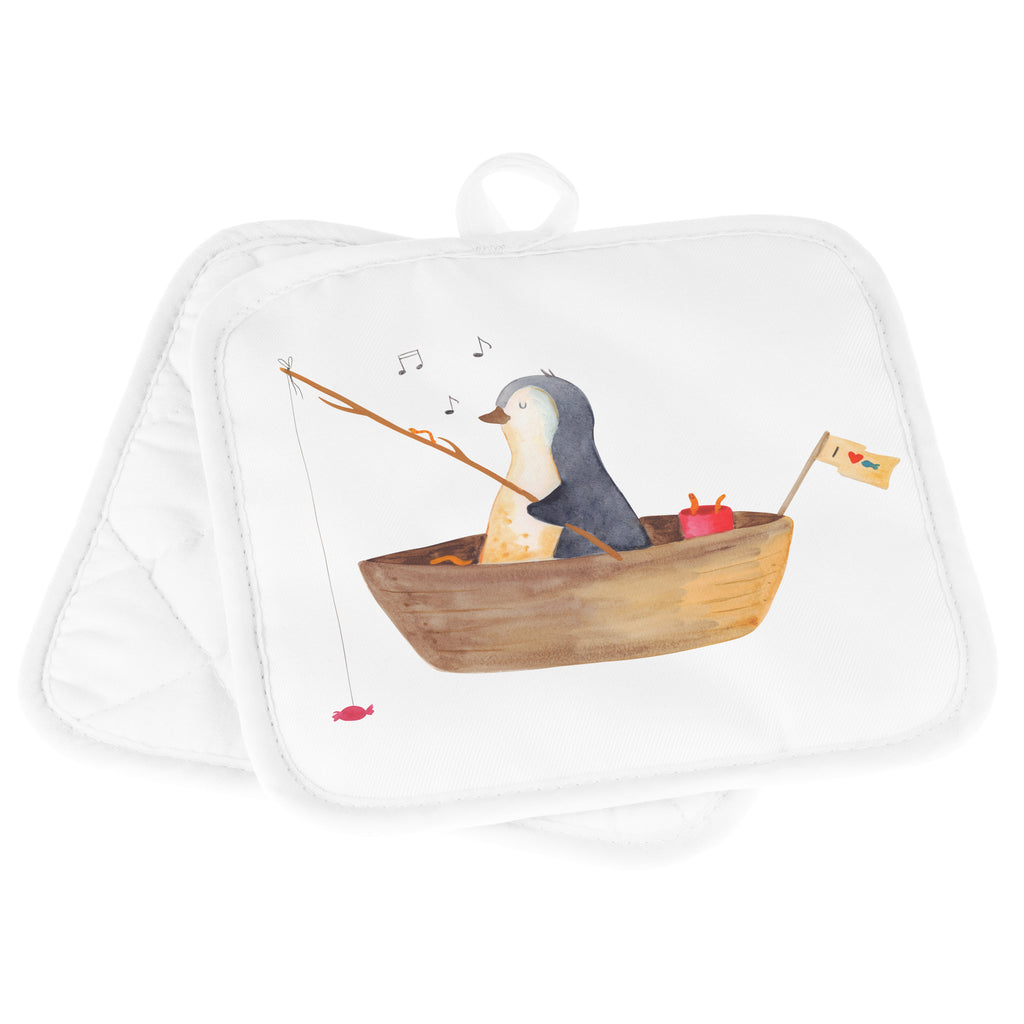 2er Set Topflappen  Pinguin Angelboot Topflappen, Topfuntersetzer, Ofenhandschuh, Topflappen Set, Topflappen lustig, Topflappen mit Spruch, Pinguin, Pinguine, Angeln, Boot, Angelboot, Lebenslust, Leben, genießen, Motivation, Neustart, Neuanfang, Trennung, Scheidung, Geschenkidee Liebeskummer