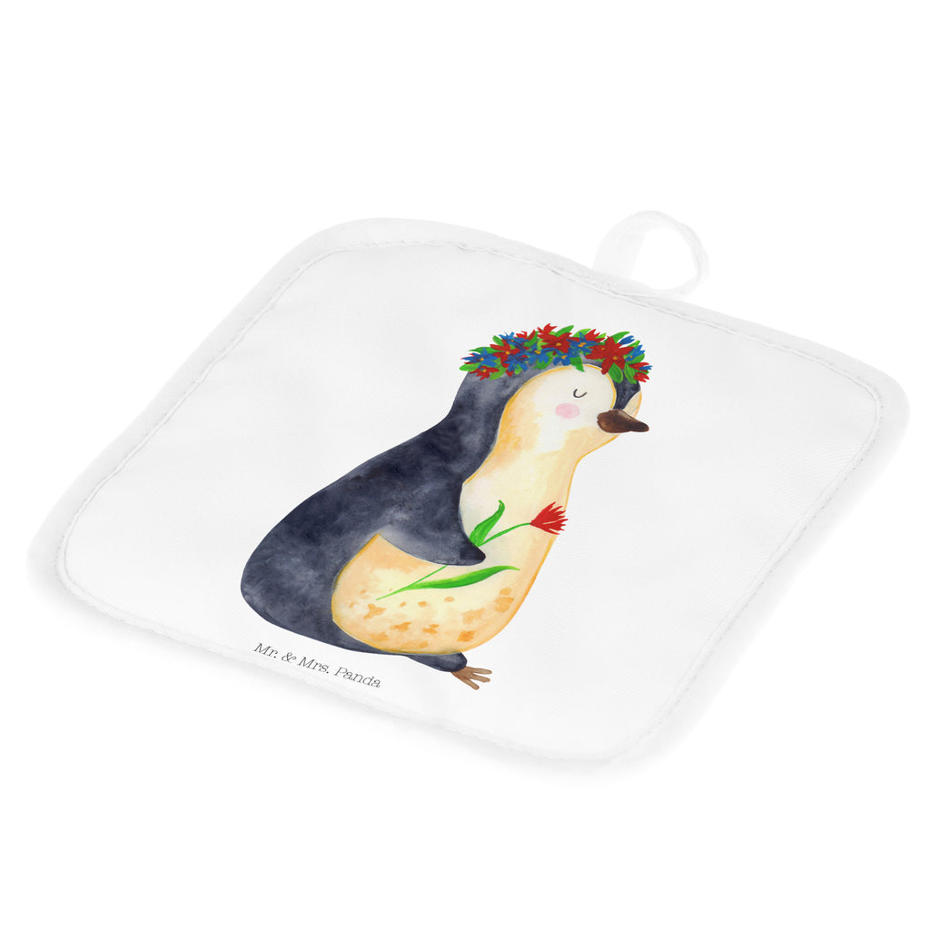 2er Set Topflappen  Pinguin Blumenkranz Topflappen, Topfuntersetzer, Ofenhandschuh, Topflappen Set, Topflappen lustig, Topflappen mit Spruch, Pinguin, Pinguine, Blumenkranz, Universum, Leben, Wünsche, Ziele, Lebensziele, Motivation, Lebenslust, Liebeskummer, Geschenkidee