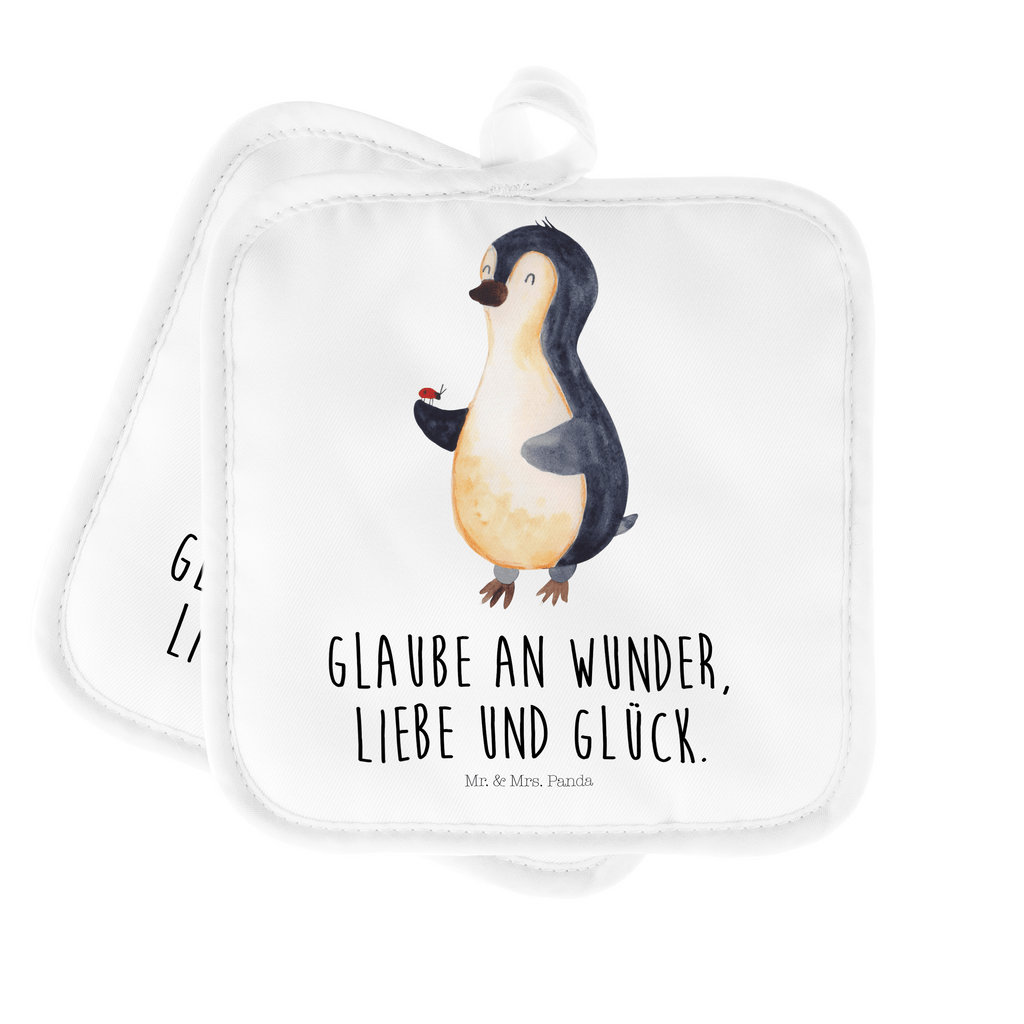 2er Set Topflappen  Pinguin Marienkäfer Topflappen, Topfuntersetzer, Ofenhandschuh, Topflappen Set, Topflappen lustig, Topflappen mit Spruch, Pinguin, Pinguine, Marienkäfer, Liebe, Wunder, Glück, Freude, Lebensfreude