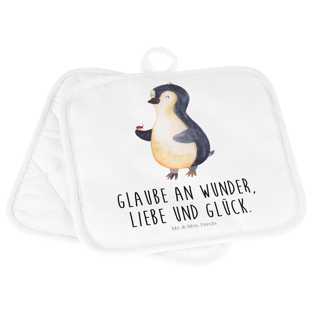2er Set Topflappen  Pinguin Marienkäfer Topflappen, Topfuntersetzer, Ofenhandschuh, Topflappen Set, Topflappen lustig, Topflappen mit Spruch, Pinguin, Pinguine, Marienkäfer, Liebe, Wunder, Glück, Freude, Lebensfreude