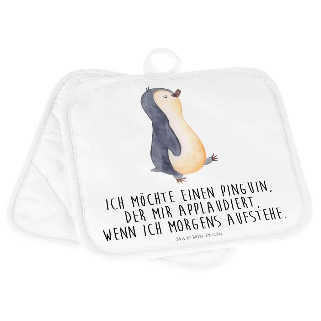 2er Set Topflappen  Pinguin marschierend Topflappen, Topfuntersetzer, Ofenhandschuh, Topflappen Set, Topflappen lustig, Topflappen mit Spruch, Pinguin, Pinguine, Frühaufsteher, Langschläfer, Bruder, Schwester, Familie
