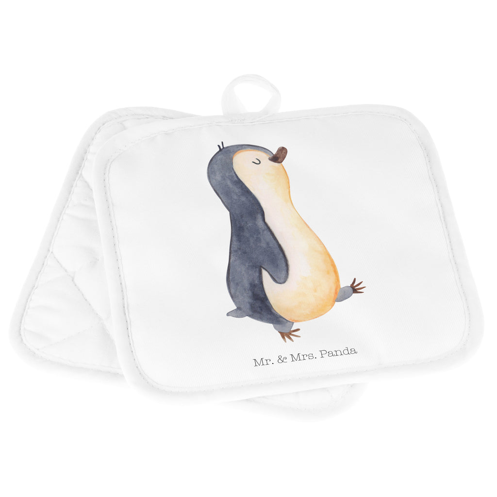 2er Set Topflappen  Pinguin marschierend Topflappen, Topfuntersetzer, Ofenhandschuh, Topflappen Set, Topflappen lustig, Topflappen mit Spruch, Pinguin, Pinguine, Frühaufsteher, Langschläfer, Bruder, Schwester, Familie