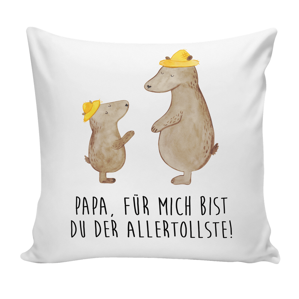 40x40 Kissen Bären mit Hut Kissenhülle, Kopfkissen, Sofakissen, Dekokissen, Motivkissen, Familie, Vatertag, Muttertag, Bruder, Schwester, Mama, Papa, Oma, Opa, Bär, Bären, Vater, Papi, Paps, Dad, Daddy, Lieblingsmensch, Sohn, Söhne, Kind, Kinder, Vater-Sohn, Family, Vorbild