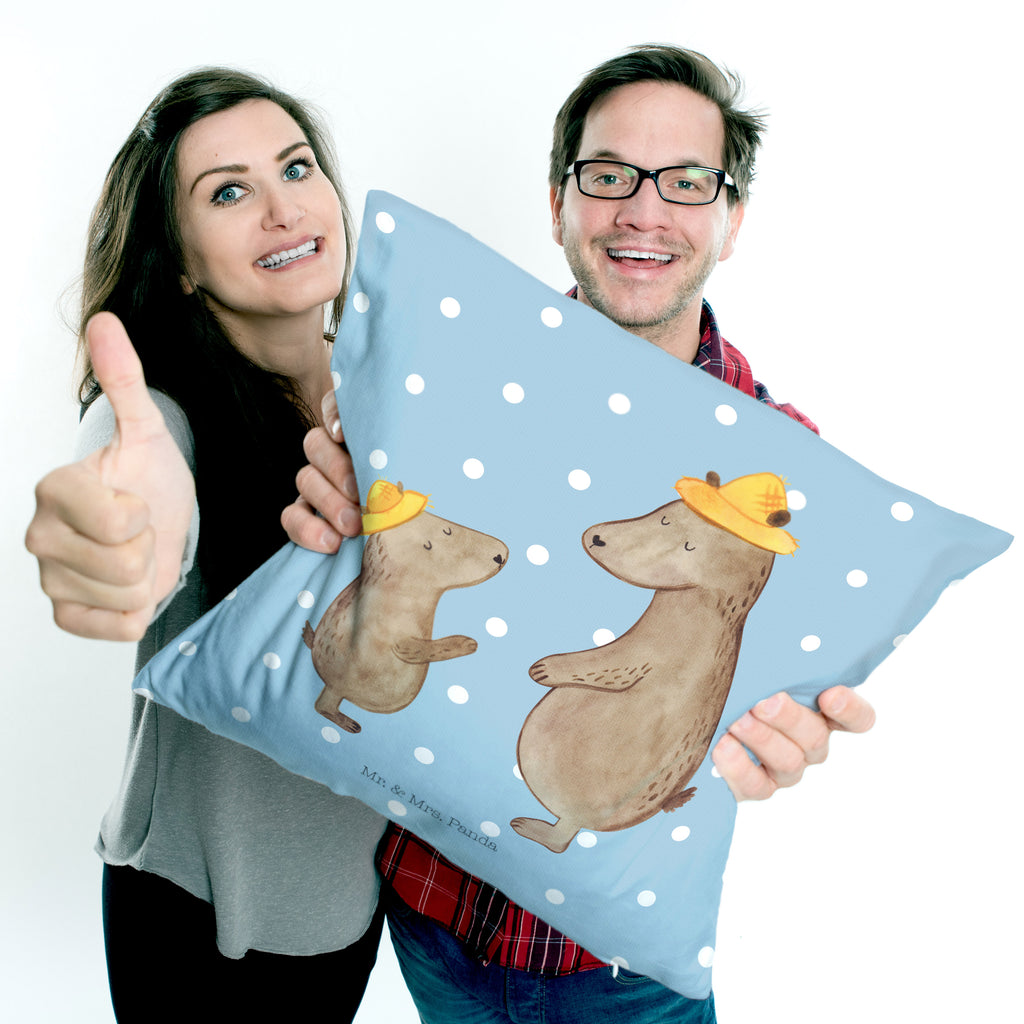 40x40 Kissen Bären mit Hut Kissenhülle, Kopfkissen, Sofakissen, Dekokissen, Motivkissen, Familie, Vatertag, Muttertag, Bruder, Schwester, Mama, Papa, Oma, Opa, Bär, Bären, Vater, Papi, Paps, Dad, Daddy, Lieblingsmensch, Sohn, Söhne, Kind, Kinder, Vater-Sohn, Family, Vorbild