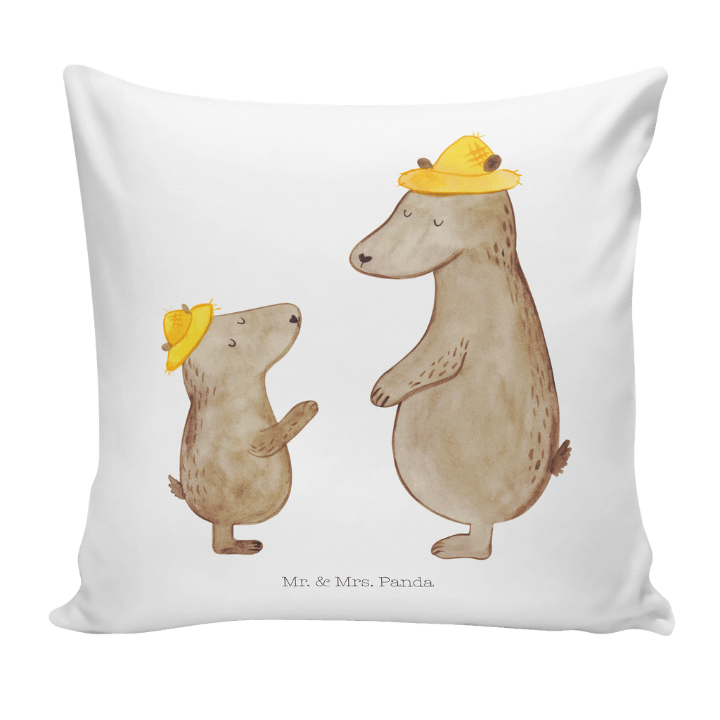 40x40 Kissen Bären mit Hut Kissenhülle, Kopfkissen, Sofakissen, Dekokissen, Motivkissen, Familie, Vatertag, Muttertag, Bruder, Schwester, Mama, Papa, Oma, Opa, Bär, Bären, Vater, Papi, Paps, Dad, Daddy, Lieblingsmensch, Sohn, Söhne, Kind, Kinder, Vater-Sohn, Family, Vorbild
