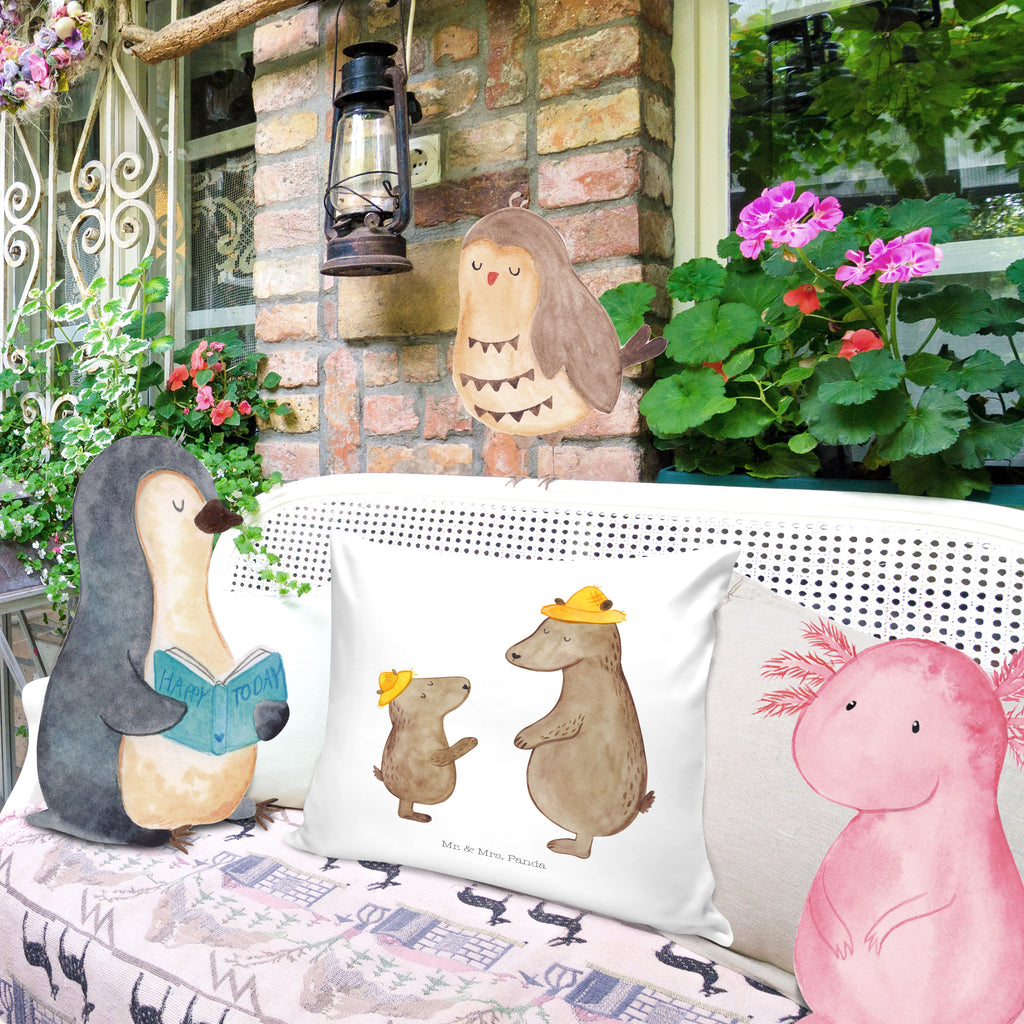 40x40 Kissen Bären mit Hut Kissenhülle, Kopfkissen, Sofakissen, Dekokissen, Motivkissen, Familie, Vatertag, Muttertag, Bruder, Schwester, Mama, Papa, Oma, Opa, Bär, Bären, Vater, Papi, Paps, Dad, Daddy, Lieblingsmensch, Sohn, Söhne, Kind, Kinder, Vater-Sohn, Family, Vorbild